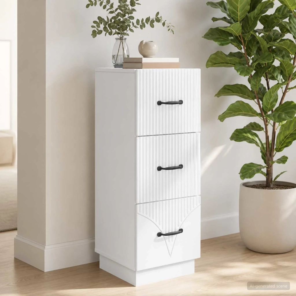 Mobile con Cassetti Bianco Lucido 33 x 34,5 x 87 cm 895309