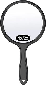 Specchio a mano con manico, specchio a mano doppio, 1X/2X specchio per trucco, specchio ingrandente, specchio da appendere, specchio da viaggio per capelli, cura della pelle e depilazione