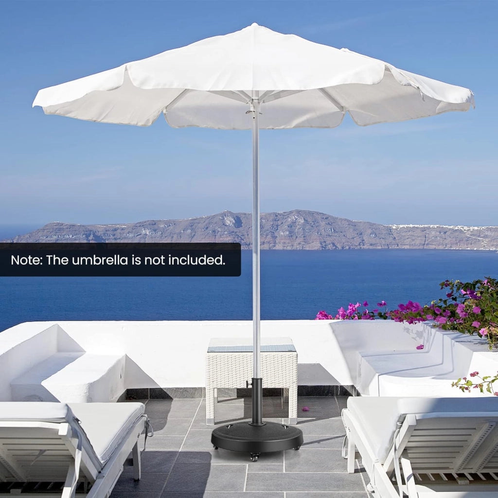 Supporto per ombrellone con Ruote, Supporto per ombrelloni da 38 mm/48 mm, Base per ombrellone Mobile, φ 52 x 41,5 cm (H), per Giardino, terrazza, Cortile