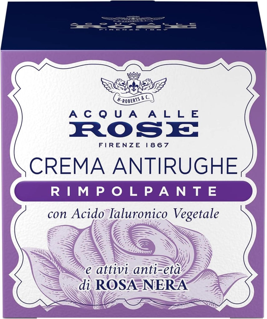 ACQUA ALLE ROSE CREMA VISO ANTIRUGHE RIMPOLPANTE ANTI-ETÀ DI ROSA NERA E ACIDO IALURONICO AZIONE RIEMPITIVANSIVA 50 ML