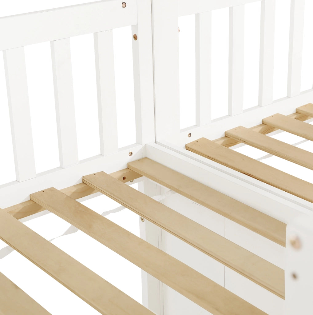 Letto a castello per bambini 90x200 cm con scala a 4 gradini e sponde HAVRYA