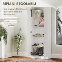 Credenza Mobile Alto Cucina  Multiuso 60x31.5x165 cm in Legno Bianco