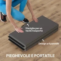 Tappetino da Ginnastica Pieghevole, Materassino Fitness Spesso 5 cm e Antiscivolo, 240x120 cm, Grigio