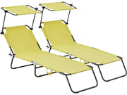 Pack 2 lettini prendisole pieghevoli "Lazy" - Con parasole - Giallo