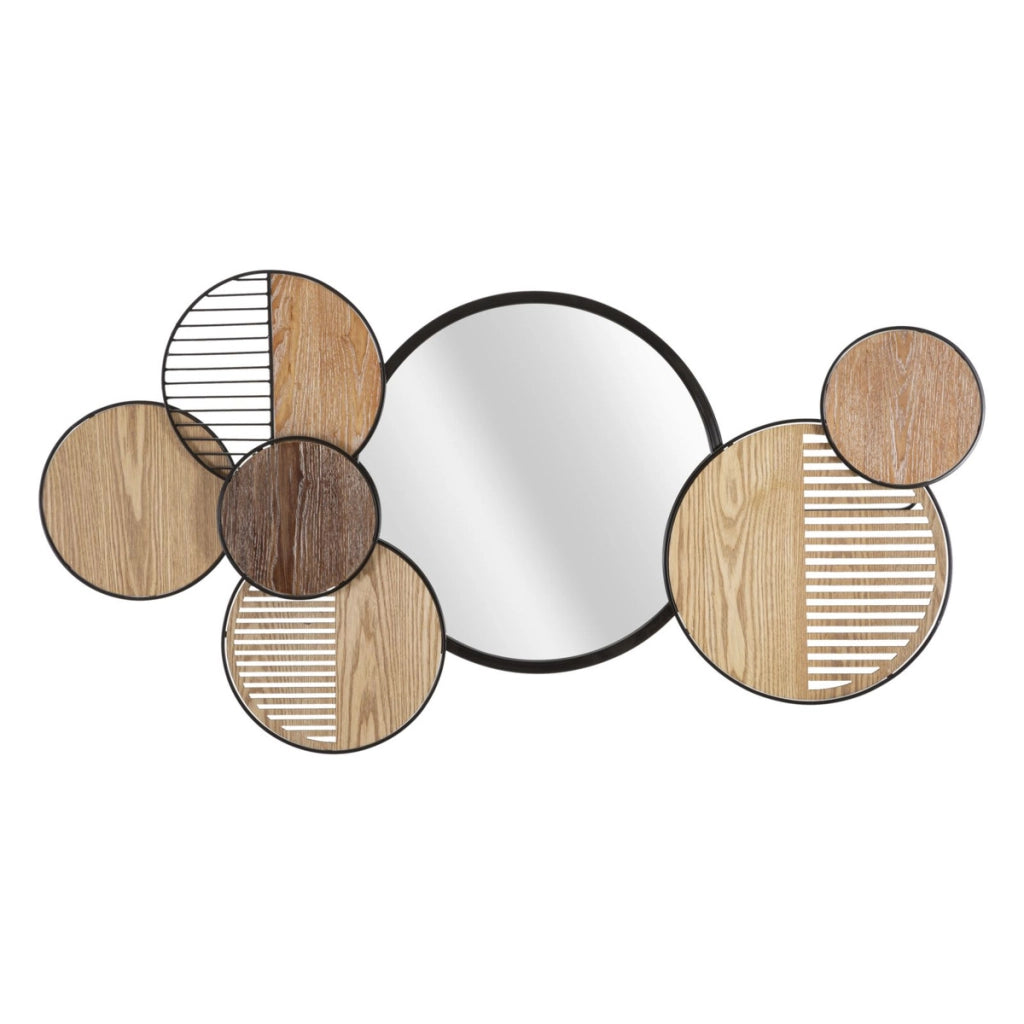 Specchio da parete Woody orizzontale in ferro e legno