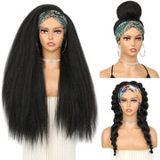Parrucca a fascia per donne, 66 cm, capelli neri, lisci, con fascia, senza colla sintetica, adatto per donne con capelli neri