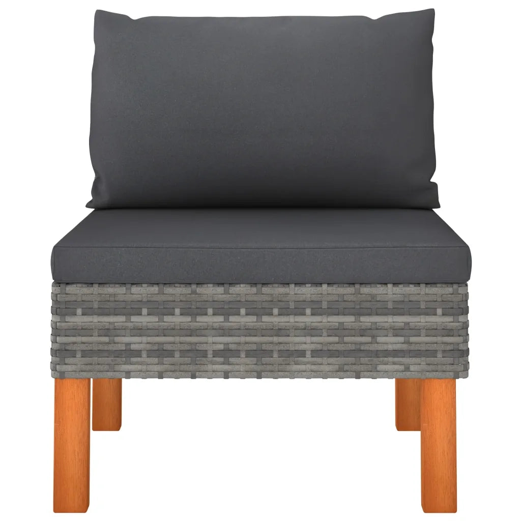 Divani Centrali 3 pz Polyrattan e Legno Massello di Eucalipto cod mxl 77286