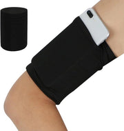 Bracciale per Smartphone - Sport - Comodo - Nero - Adatto per Sport All'Aperto & Jogging - Compatibile con Diversi Telefoni - Regolabile - Chiusura a Chiave - Striscia Riflettente - 1 Pezzo