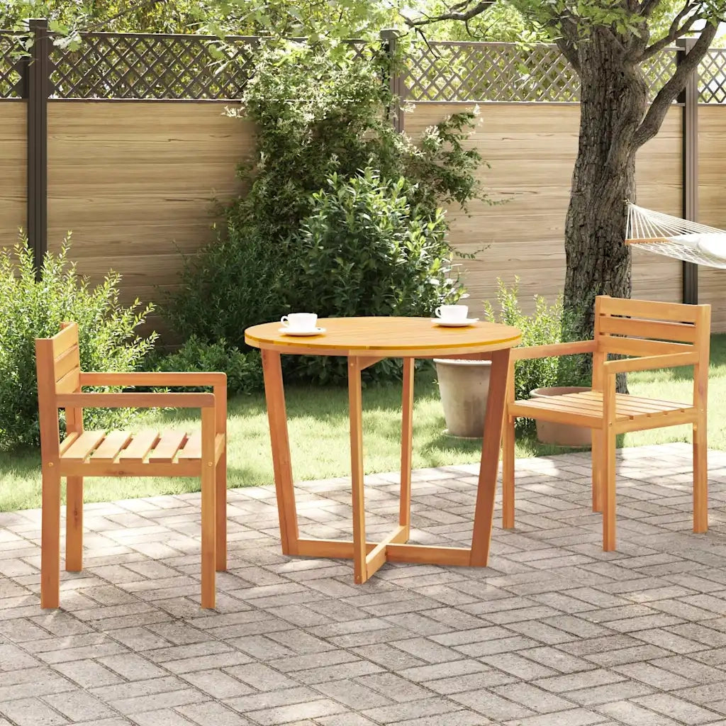 Tavolo da pranzo rotondo da giardino Ø90x75 cm in Legno Massello di Acacia 4108134