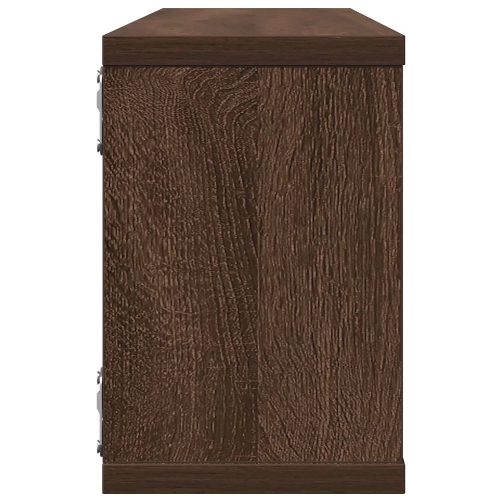 Mensole Cubo Muro 4pz Rovere Marrone 60x15x23 Legno Multistrato cod mxl 33062