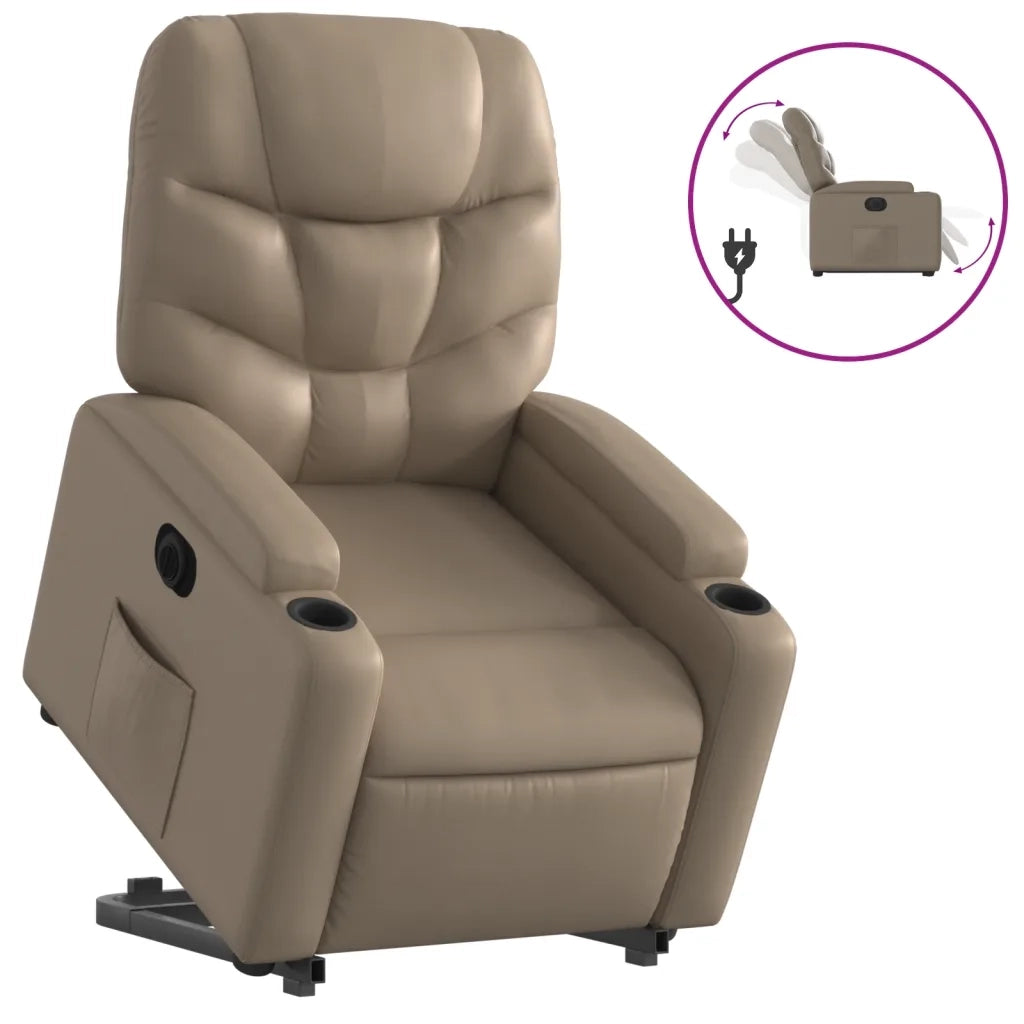 Poltrona Alzapersona Reclinante Elettrica Cappuccino Similpelle 3204678