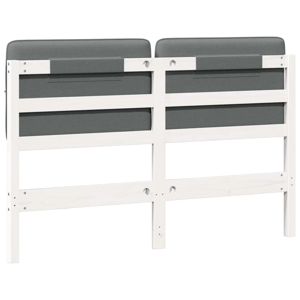 Testiera imbottita Bianco e grigio chiaro 140 cm Pino massello 880127