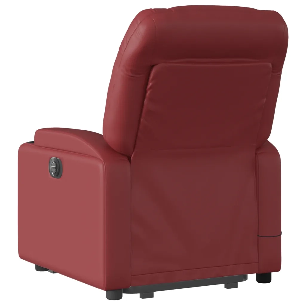 Poltrona Alzapersone Massaggi Reclinabile Rosso Vino Similpelle 3204669