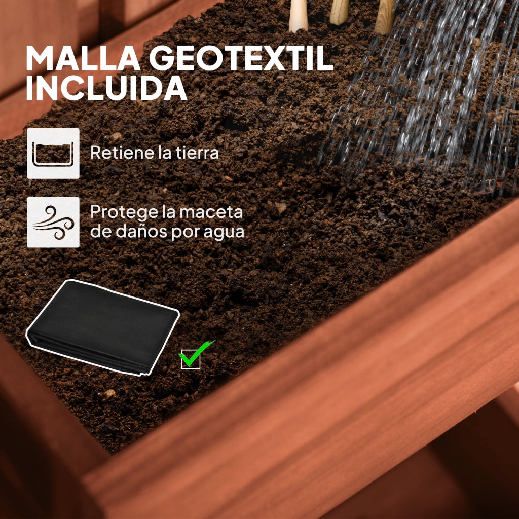 Jardinera da Parete in Legno con Griglia e 3 Vasi Mobili ¨C zephmum ¨C 60x16x80 cm Marrone