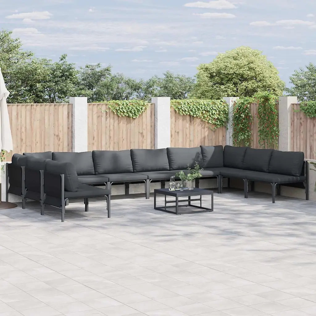 Set Divano da Giardino con cuscino 10 pcs Nero Acciaio 3379012