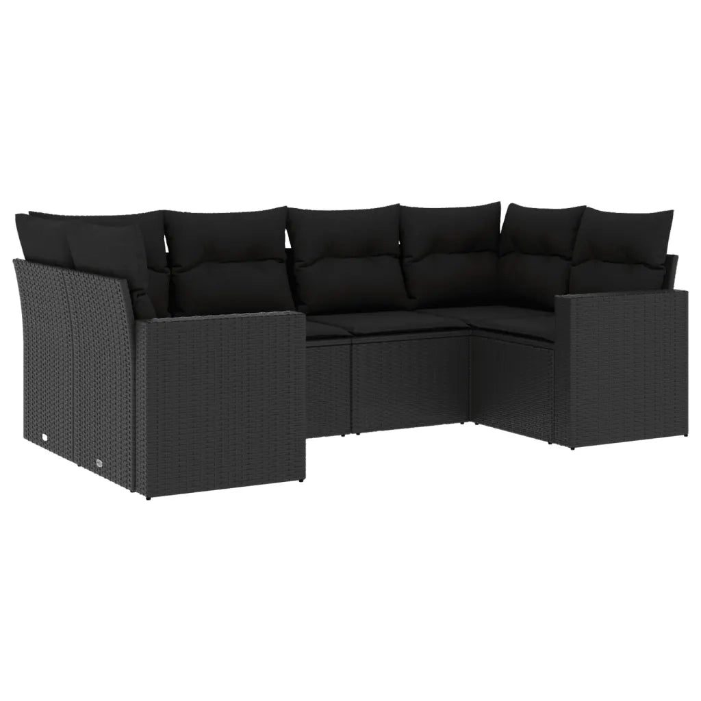 Set Divano da Giardino 6 pz con Cuscini Nero in Polyrattan 3251712