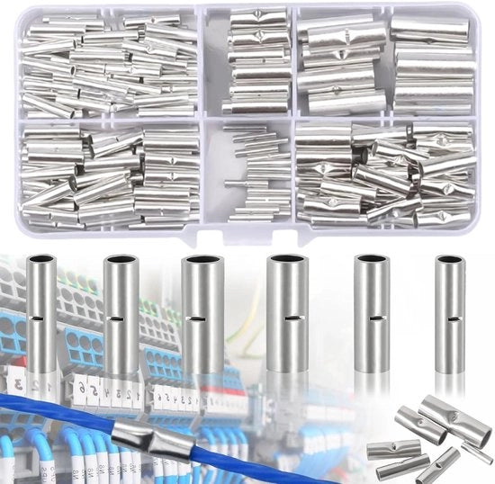Set di connettori a crimp con 200 pezzi, manici di cavo, manici di filo, set di guaina di filo non isolata, set di guaina di filo isolata, strumenti per saldature elettriche, cappenature di conduttore, guaine di conduttore non isolate