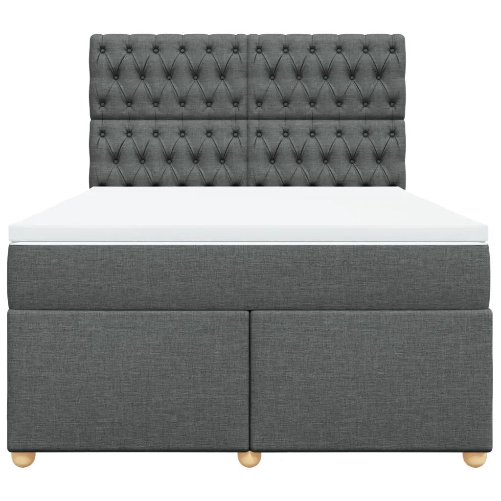 Giroletto a Molle con Materasso Grigio Scuro 140x200cm Tessuto