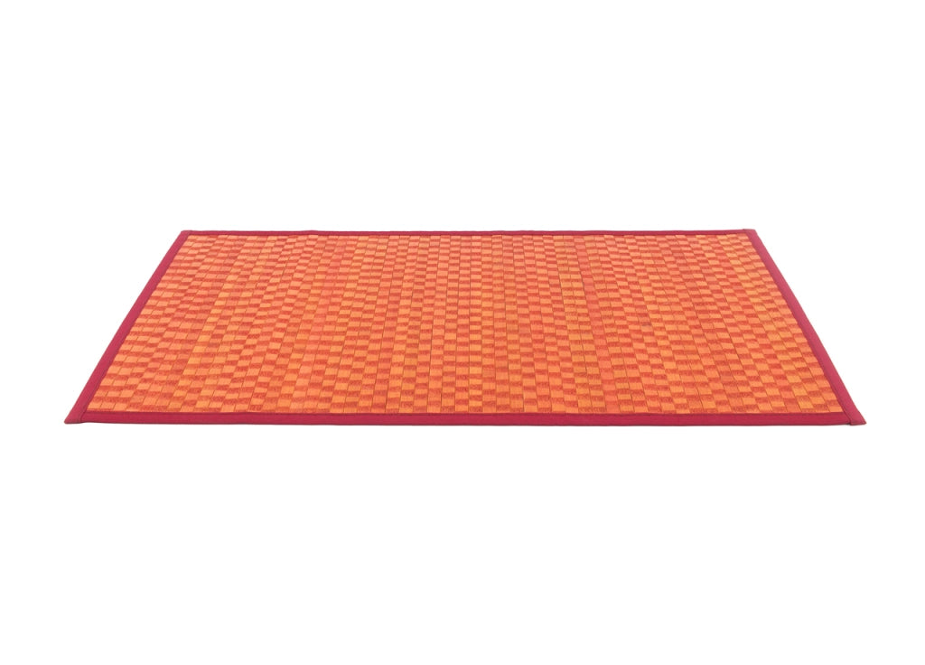 Tappeto Bamboo Antiscivolo In Tinta Unita Cucina Salotto - 55x95 - Rosso