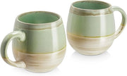 Set di 2 tazze da caffè - Mok moderne in ceramica - Grande tazza da caffè - Vernice reattiva verde, 620 ml
