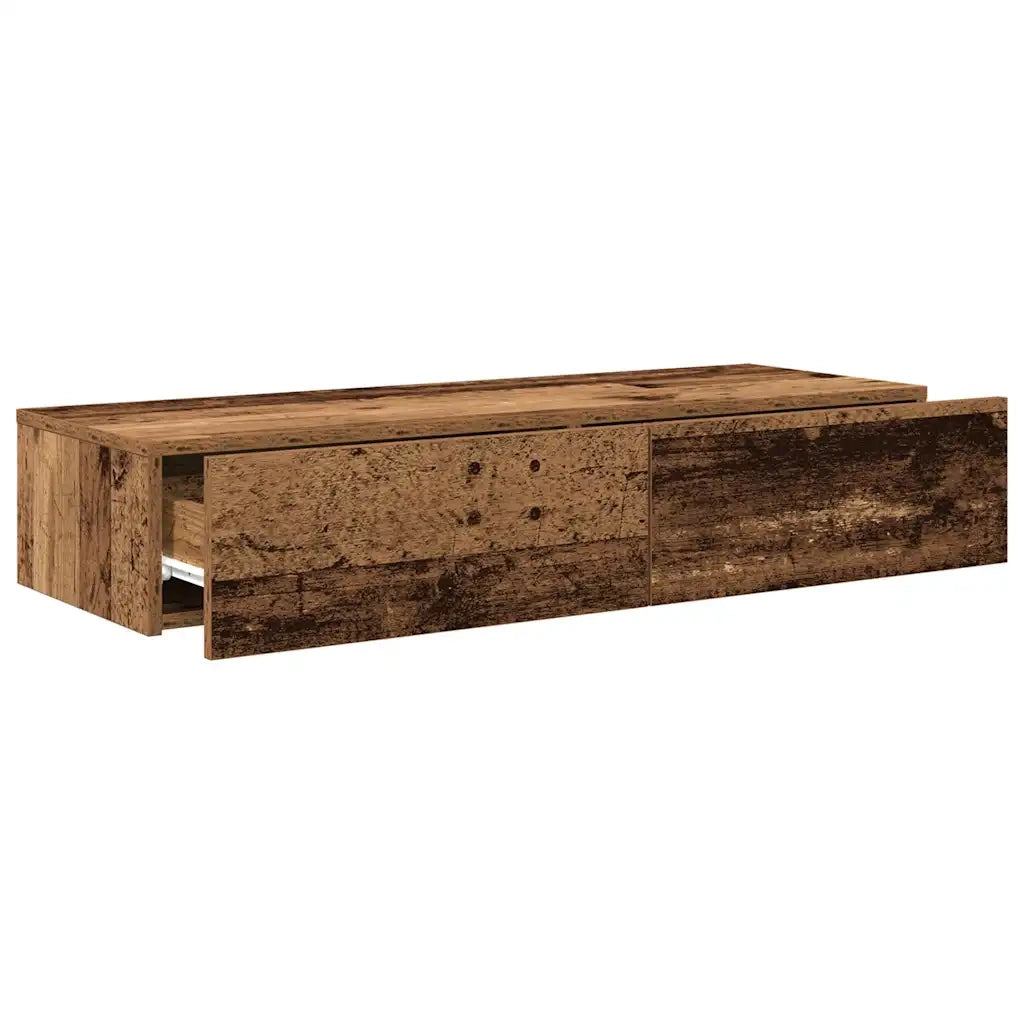 Scaffale a Parete con Cassetti Antico 100x36x19cm in Truciolato 859993