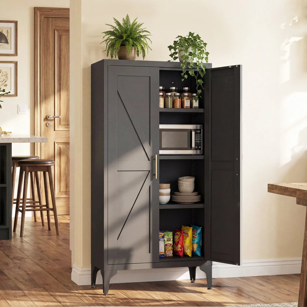 ARMADIO CONTENITORE IN METALLO 117 x 37 x 15,5 cm NERO 2 ANTE