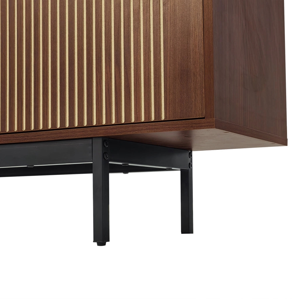 Mobile TV con striscia LED Bluetooth e app porte in vetro temperato nero e marrone noce 200 × 35 × 53 cm