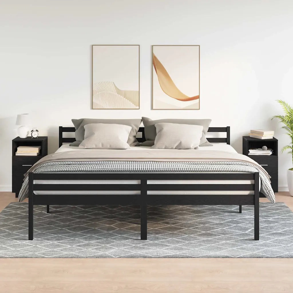 Comodini 2 pz con 2 Cassetti Neri 36x36x68 cm 858581