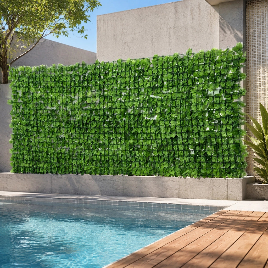 Siepe artificiale L300xB100 cm; foglie dense; per maggiore privacy; in PE e tessuto; verde chiaro