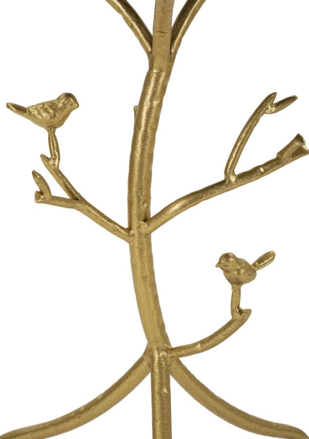 Tavolinetto Birds Marble Ø38x60 cm in Ferro e Marmo Oro e Bianco