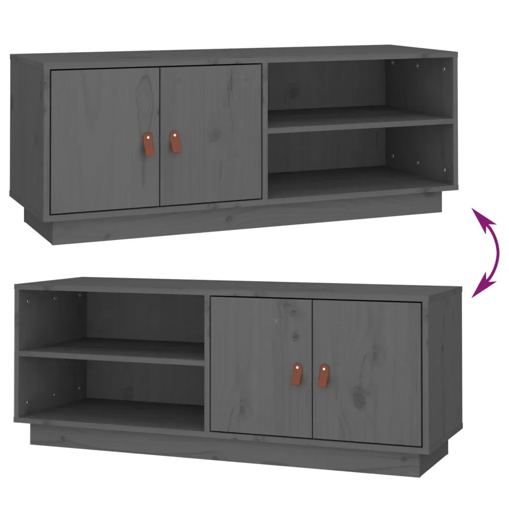 Mobile TV | Armadietto TV | Mobile Porta TV Grigio 105x34x40 cm in Legno Massello di Pino