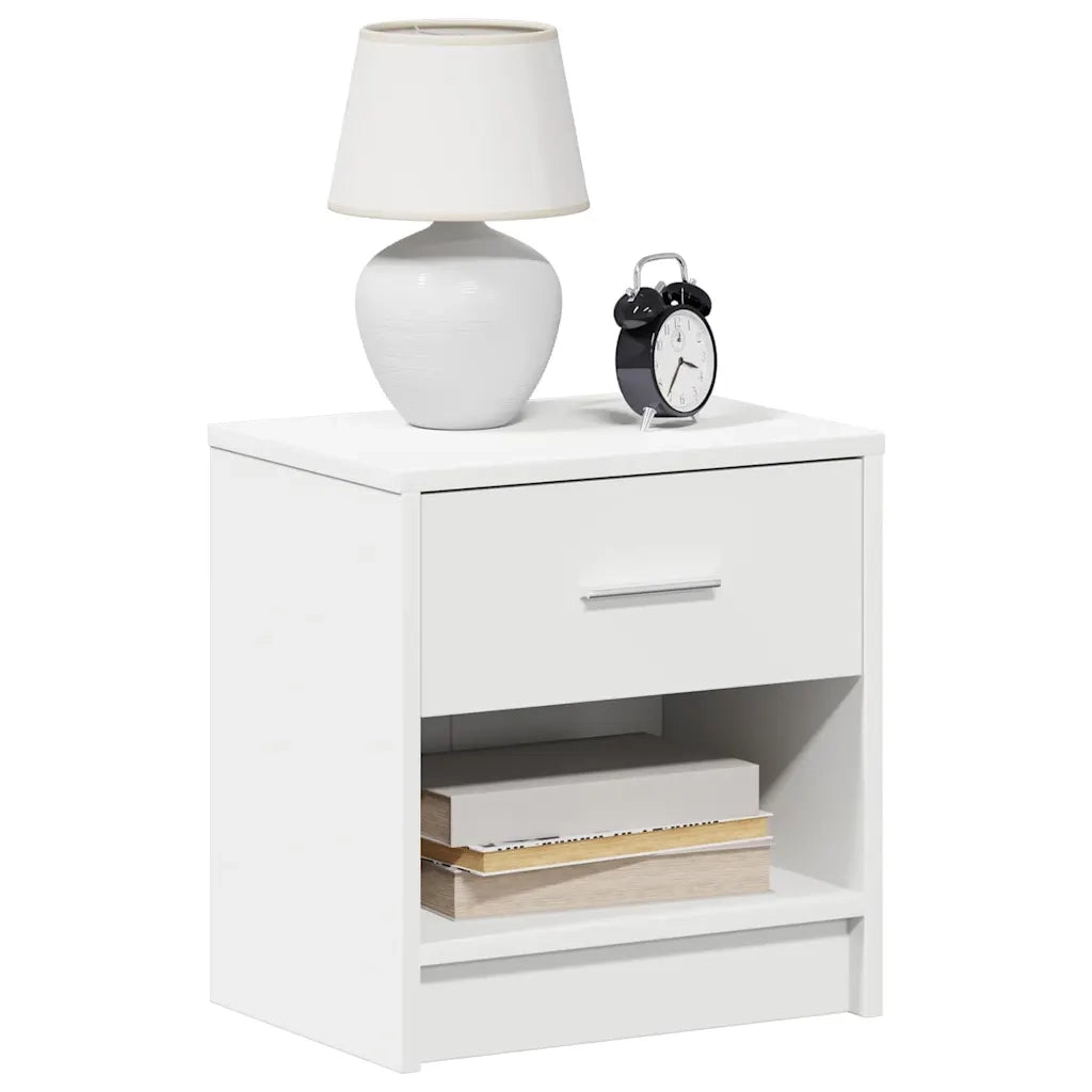 Comodino con cassetto-Tavolino da notte Bianco 39x28x41 cm