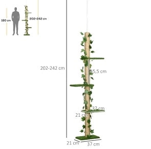 Tiragraffi regolabile da pavimento a soffitto verde, 202-242 cm
