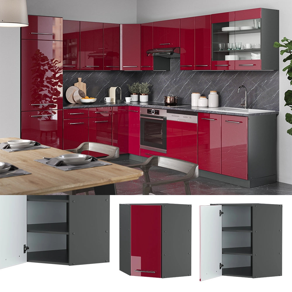 Mobile angolare da cucina Fame-Line Bordeaux lucido/Antracite 57 cm Vicco