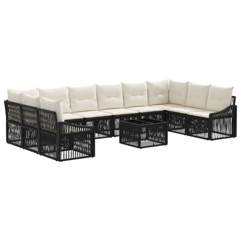 Set Divano da Giardino 11 pcs Nero polyrattan 3436117