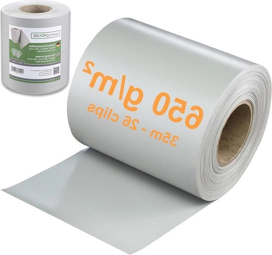 Schermo di Protezione per Recinzione a Doppia Barra - 650 g/m² con 35 m Lunghezza x 19 cm Altezza - Resistente al Tempo Senza Manutenzione & Facile da Installare