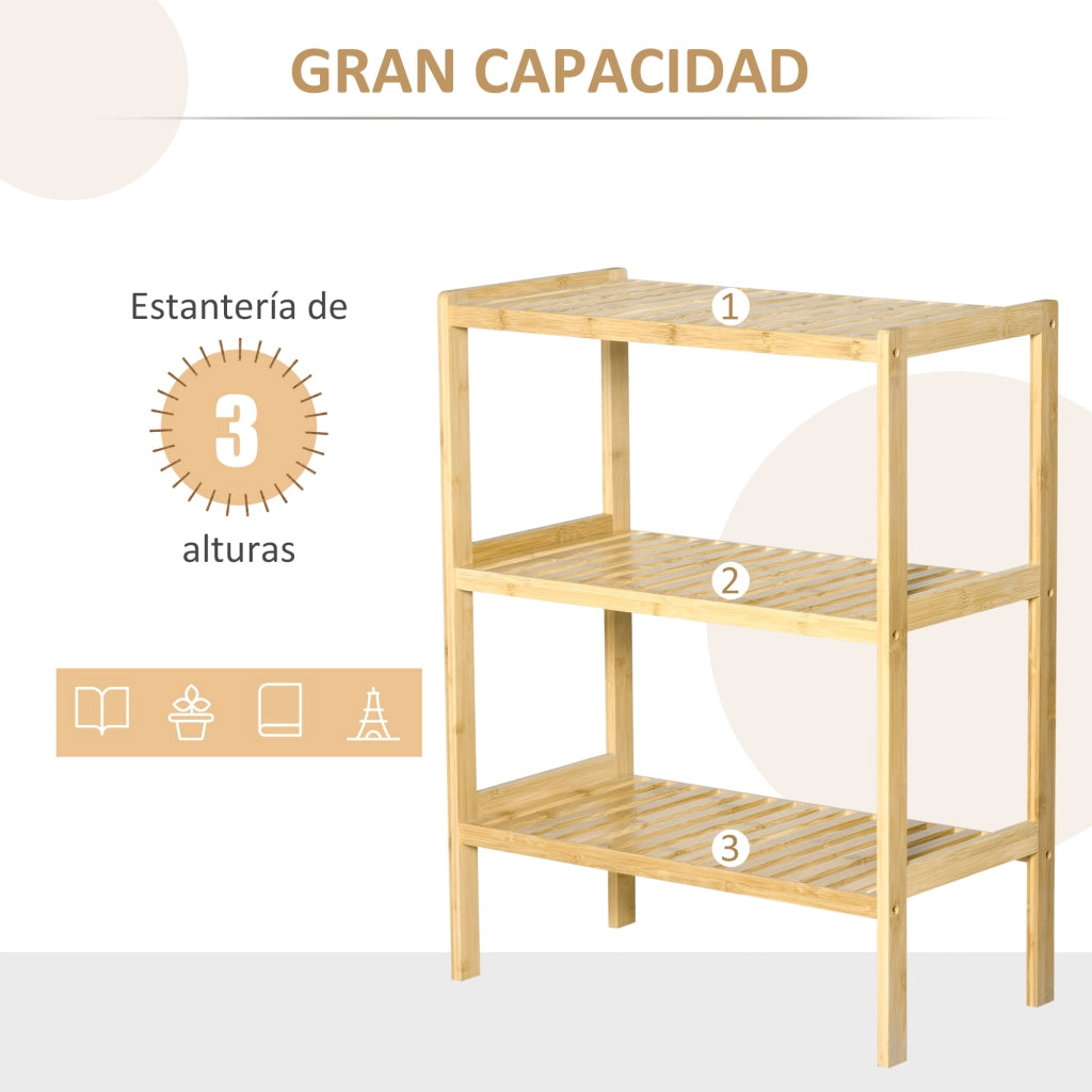 Libreria in Bamb¨´ 3 Livelli ¨C Zephmum ¨C 62x33x80 cm Naturale