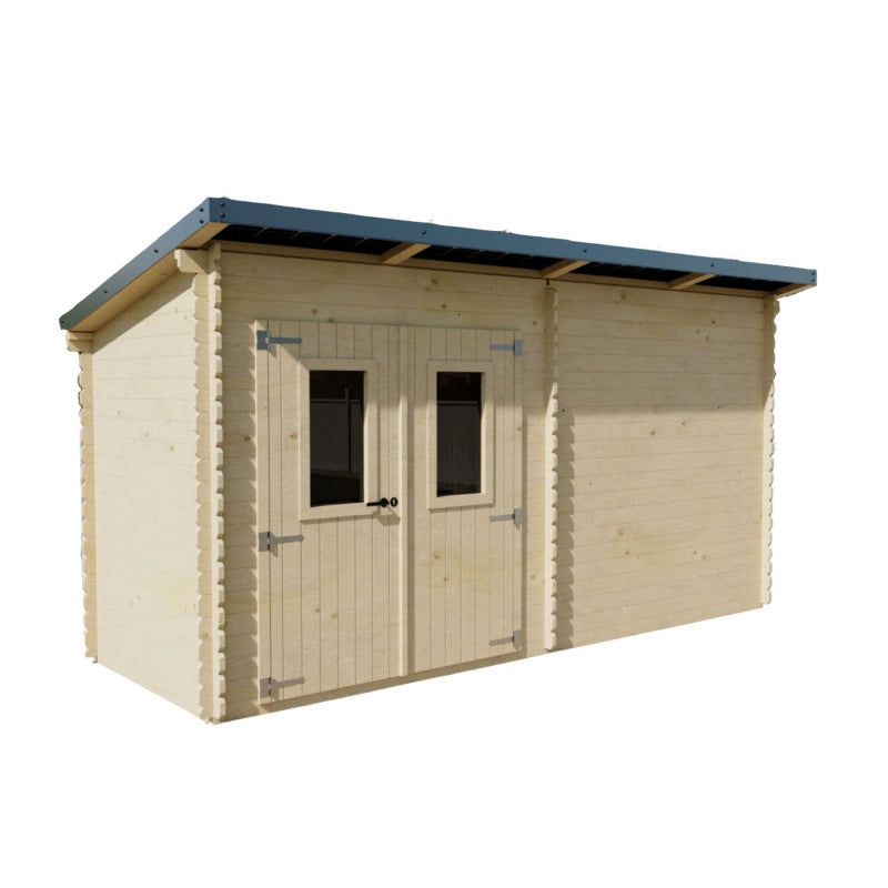 Casetta da giardino in legno abete rosso 450x165 cm con fotovoltaico  Spessore 28 mm  2 kWp con 4 pannelli solari  LB4517.02S Foresta