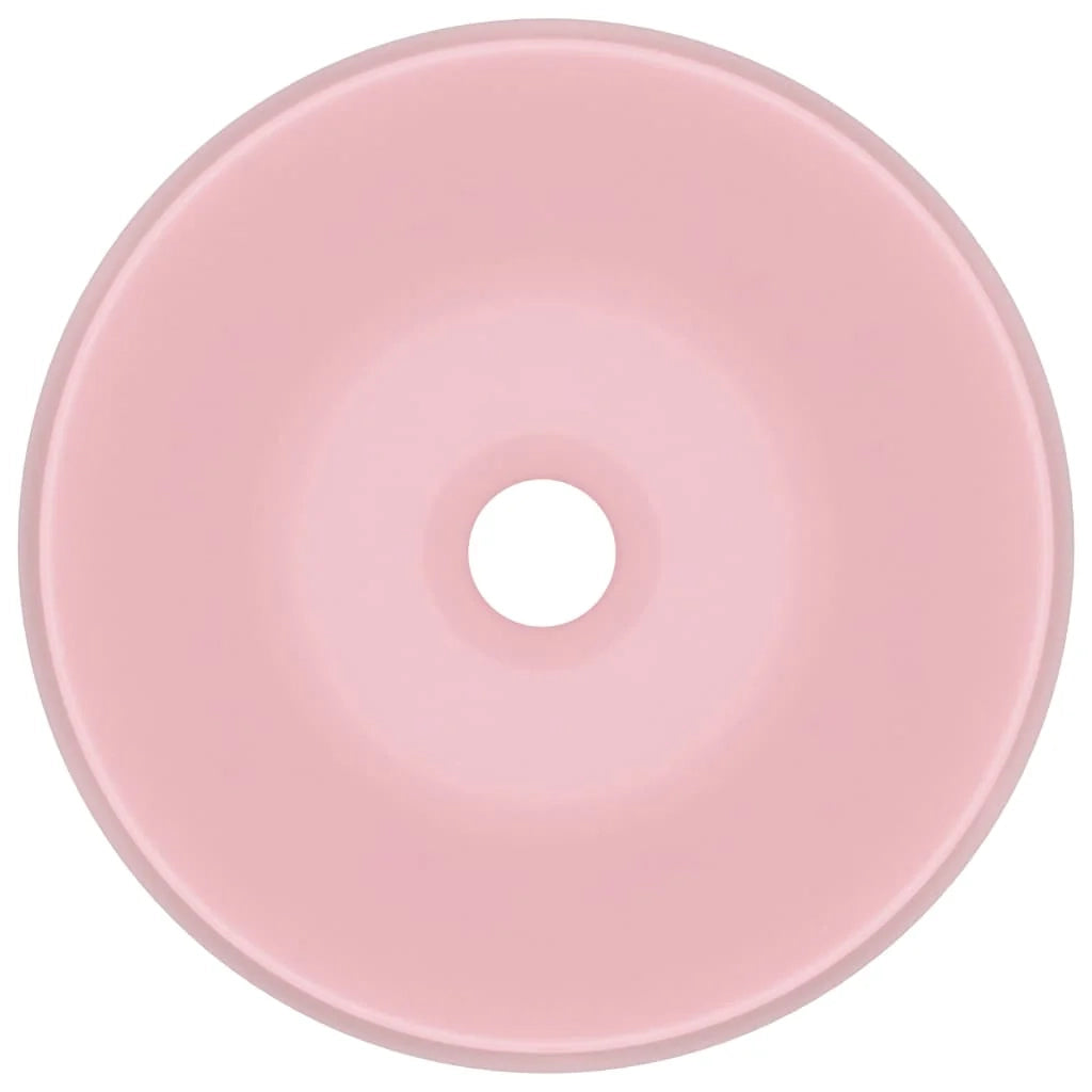 Lavabo da appoggio rotondo di lusso lavabo da bagno lavello da cucina guardaroba arredamento per la casa 40 cm ceramica rosa opaca 02_0002741