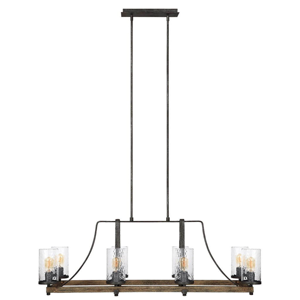 Lampadario Industrial Angelo Acciaio Anticato Metallo Vetro Grigio 8 Luci E27