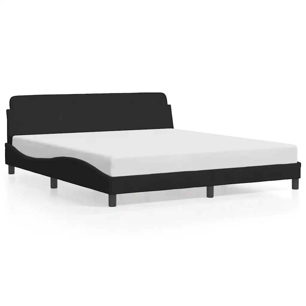 Letto matrimoniale | Letto per adulti | Giroletto Dover Nero 180x200 cm in Velluto