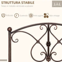 Ponticello da Giardino Vintage con Elementi Floreali, in Metallo, 99x68x53cm, Nero