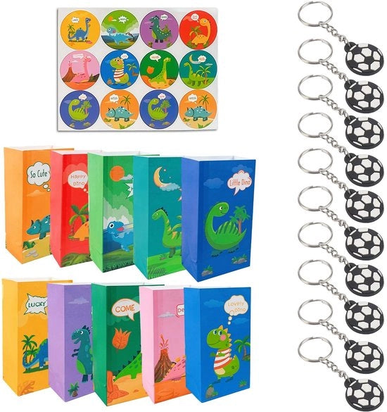 Confezioni di regalo da 32 pezzi con tema dinosauro - Sacchetti di carta - Regali per ospiti - Borse regalo - Materiale ecologico