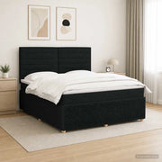 Letto Box Spring LED con Materasso Nero 140 x 190 cm Tessuto 3455848