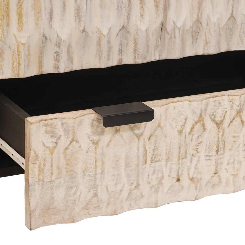 Credenza | Madia | Buffet da pranzo | Armadio da pranzo con cassetto Finitura Bianco Lavato 60 x 33 x 100 cm