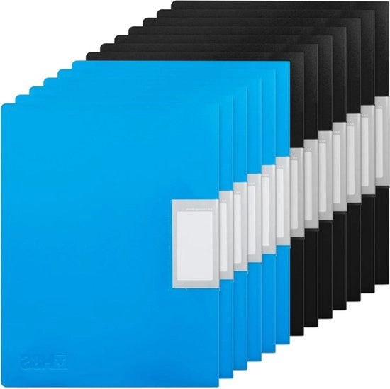 Display mappe A4 - contenitori in plastica - map per progetti di presentazione - blu e nero - contenitori per documenti - adatti per registrazioni - 12 pezzi.