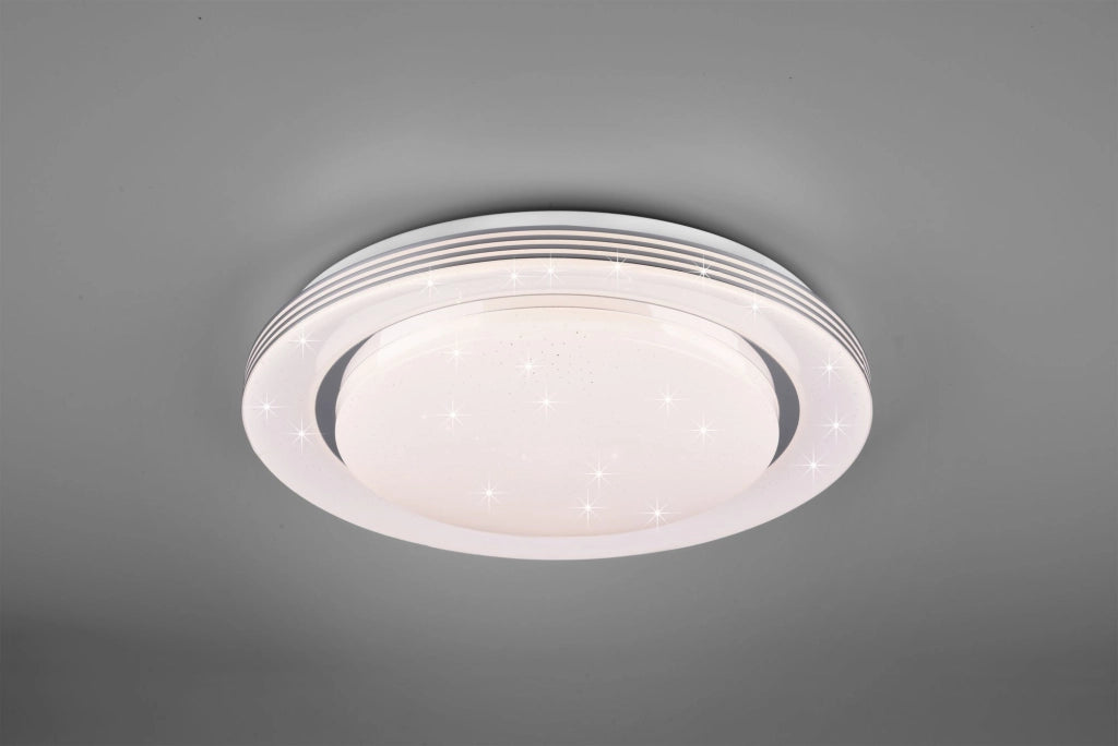 ATRIA PLAFONIERA LED GRANDE CON TELECOMANDO MULTIFUNZIONE CON DIFFUSORE EFFETTO CIELO STELLATO D.48CM 3000-6000k 2500lm 21w DIMMERABILE