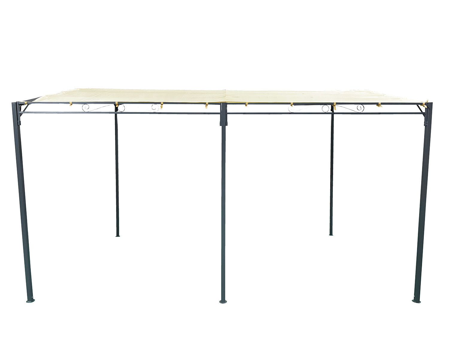 Gazebo da Giardino Pergola con 5 Pali 400x300x240 cm in Acciaio e Poliestere Beige e Nero