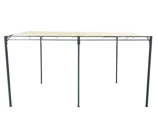 Gazebo da Giardino Pergola con 5 Pali 400x300x240 cm in Acciaio e Poliestere Beige e Nero