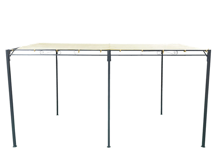 Gazebo da Giardino Pergola con 5 Pali 400x300x240 cm in Acciaio e Poliestere Beige e Nero